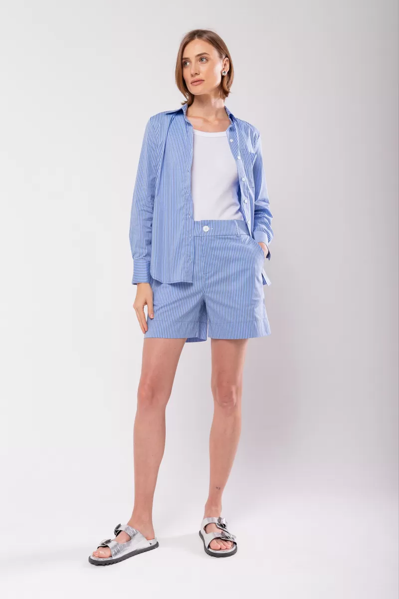 Hidrogênio - BLUE STRIPED BERMUDA WITH OFF WHITE - 19826 Hidrogênio - BLUE STRIPED BERMUDA WITH OFF WHITE - 19826