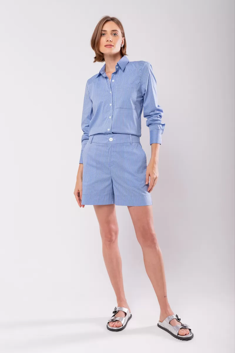 Hidrogênio - BLUE STRIPED BERMUDA WITH OFF WHITE - 19826 Hidrogênio - BLUE STRIPED BERMUDA WITH OFF WHITE - 19826