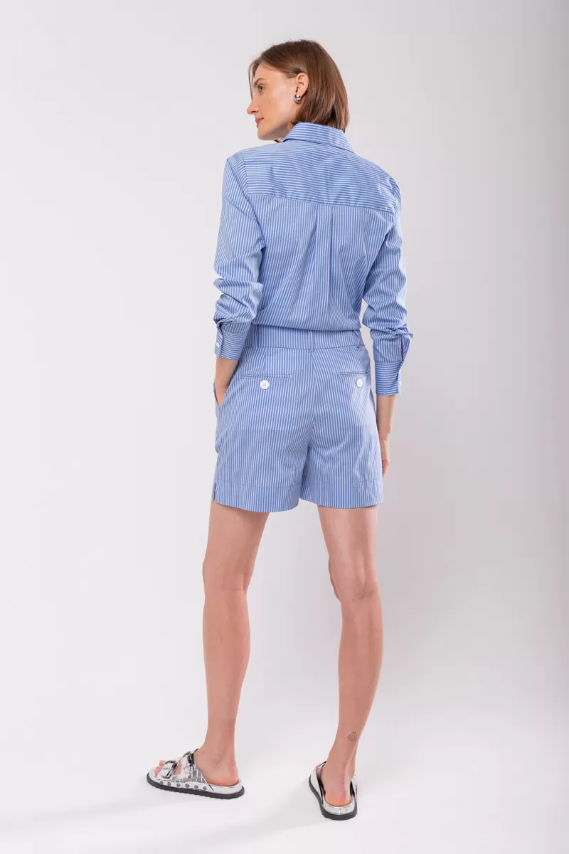 Hidrogênio - BLUE STRIPED BERMUDA WITH OFF WHITE - 19826 Hidrogênio - BLUE STRIPED BERMUDA WITH OFF WHITE - 19826