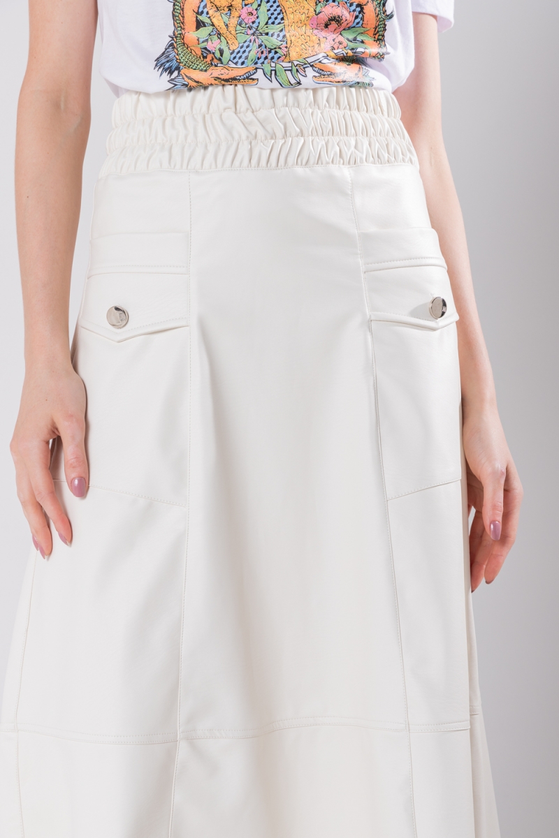 Hidrogênio - EVASE MIDI SKIRT WITH ELASTIC WAISTBAND OFF WHITE - 19743 Hidrogênio - EVASE MIDI SKIRT WITH ELASTIC WAISTBAND OFF WHITE - 19743