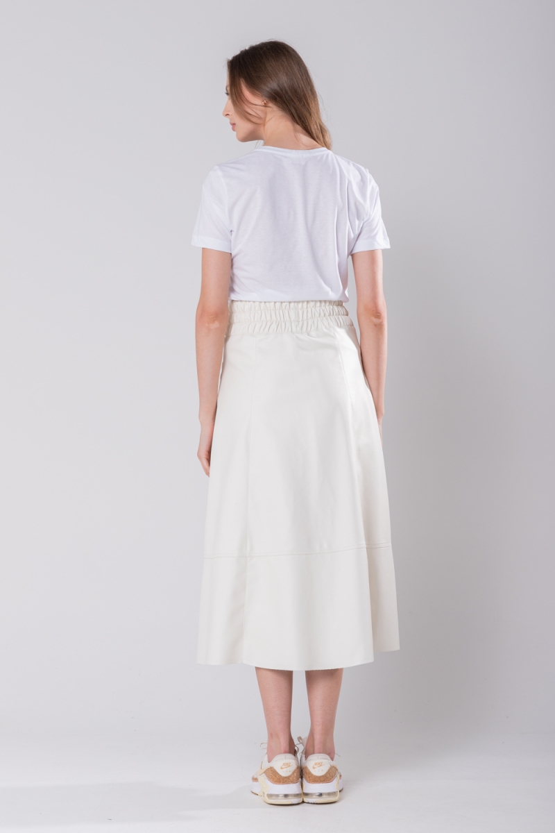 Hidrogênio - EVASE MIDI SKIRT WITH ELASTIC WAISTBAND OFF WHITE - 19743 Hidrogênio - EVASE MIDI SKIRT WITH ELASTIC WAISTBAND OFF WHITE - 19743