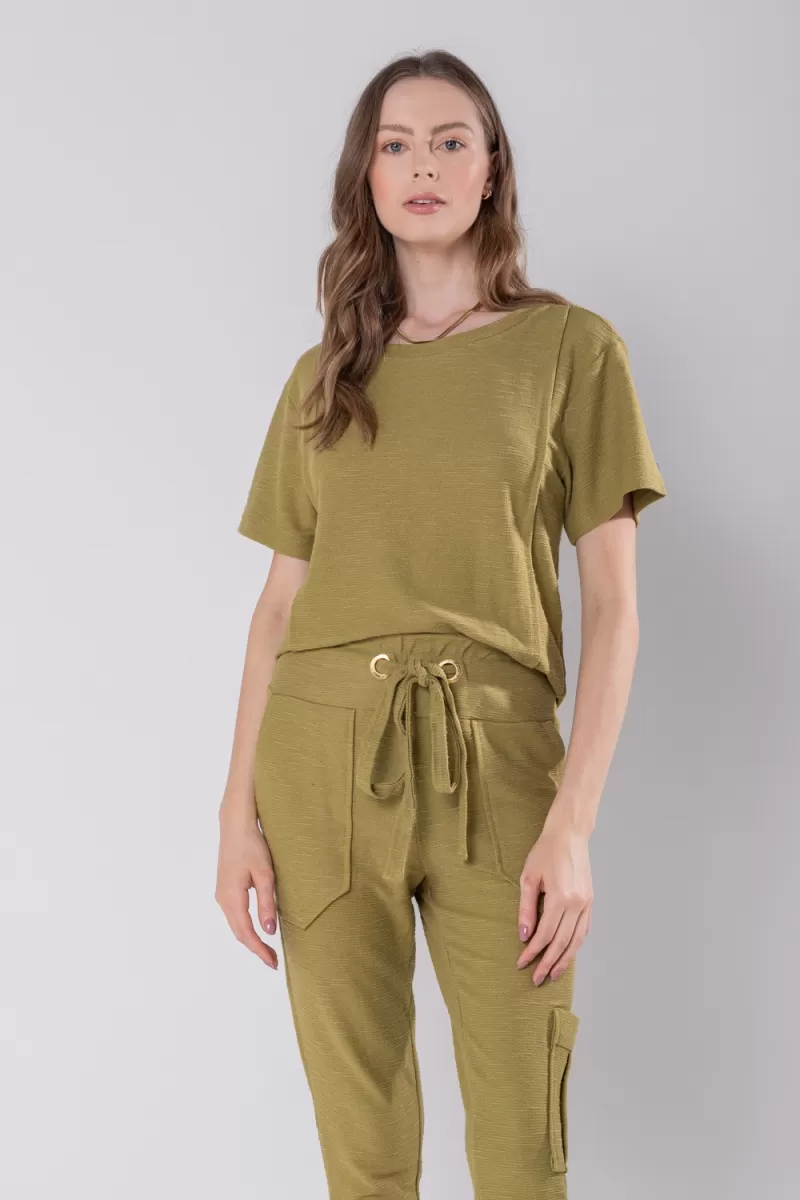 Hidrogênio - GREEN PLEASED AND SHORT SLEEVE BLOUSE - 19756 Hidrogênio - GREEN PLEASED AND SHORT SLEEVE BLOUSE - 19756