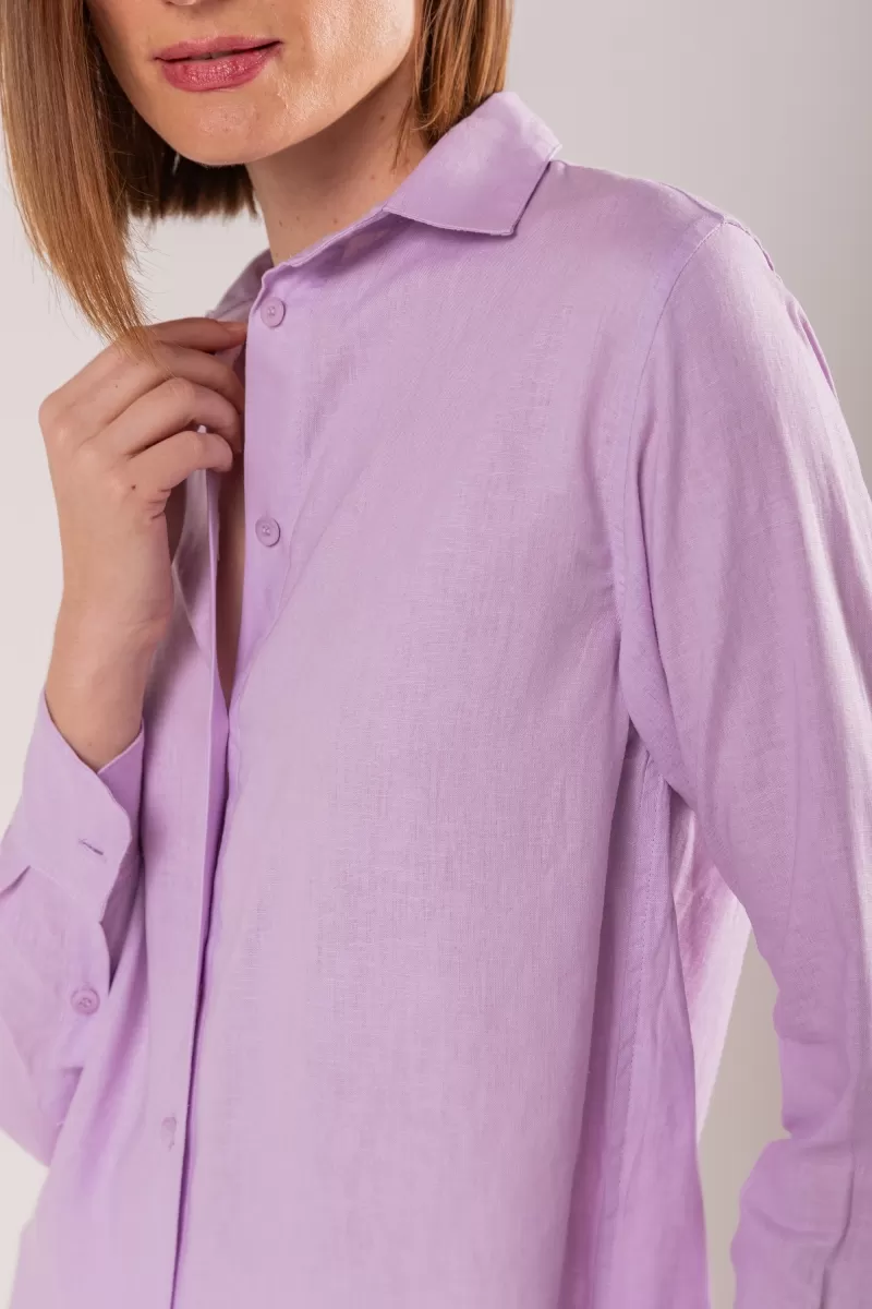 Hidrogênio - CAMISA DE LINHO MISTO LEVE LÍLAS - 19744027