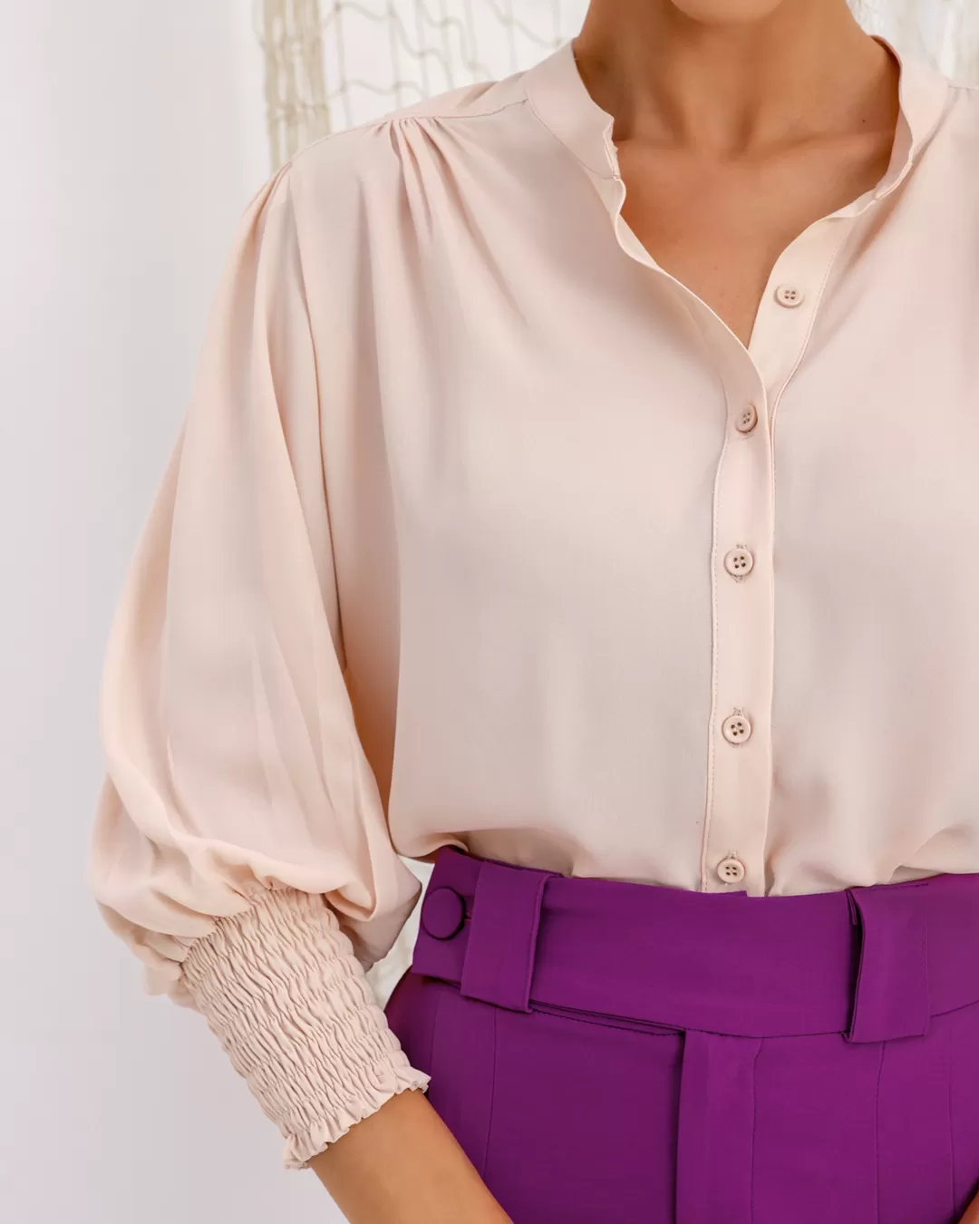 Dot Clothing - Dot Clothing Lastex Beige Cuff Shirt - 0972NBEGE Dot Clothing - Dot Clothing Lastex Beige Cuff Shirt - 0972NBEGE
