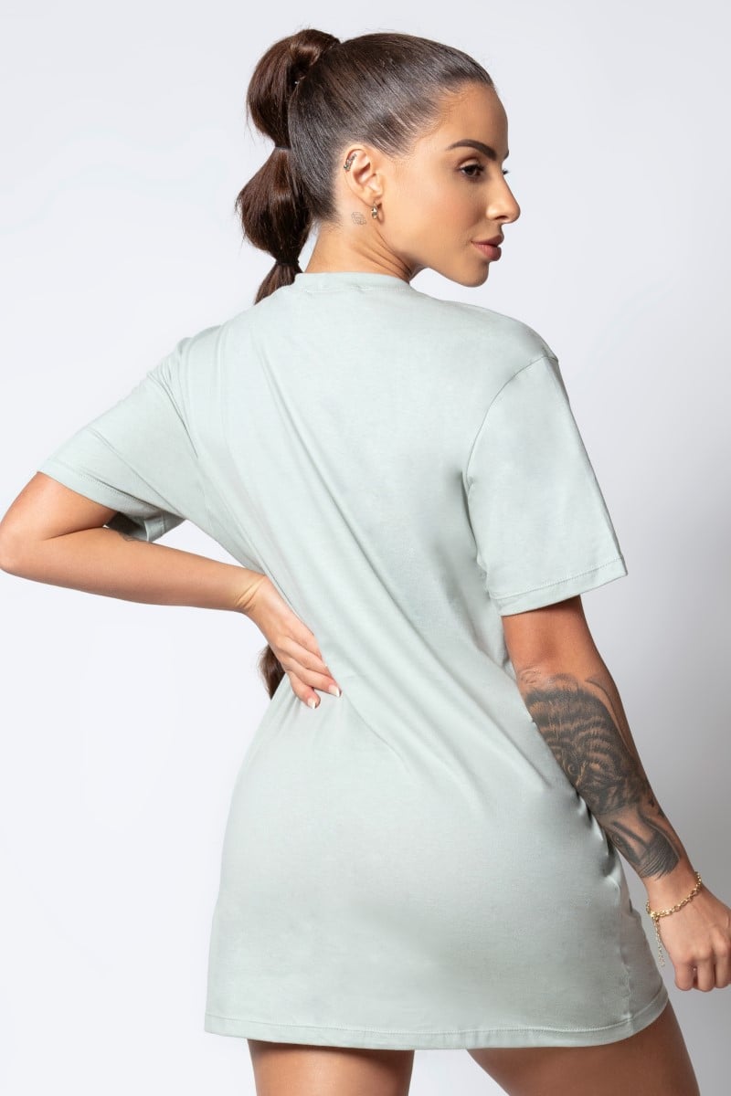 Hipkini - Large T-Shirt Sporty Style Gray Green with Silk - 33330247 Hipkini - Large T-Shirt Sporty Style Gray Green with Silk - 33330247