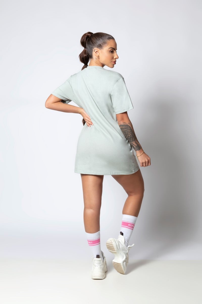 Hipkini - Large T-Shirt Sporty Style Gray Green with Silk - 33330247 Hipkini - Large T-Shirt Sporty Style Gray Green with Silk - 33330247