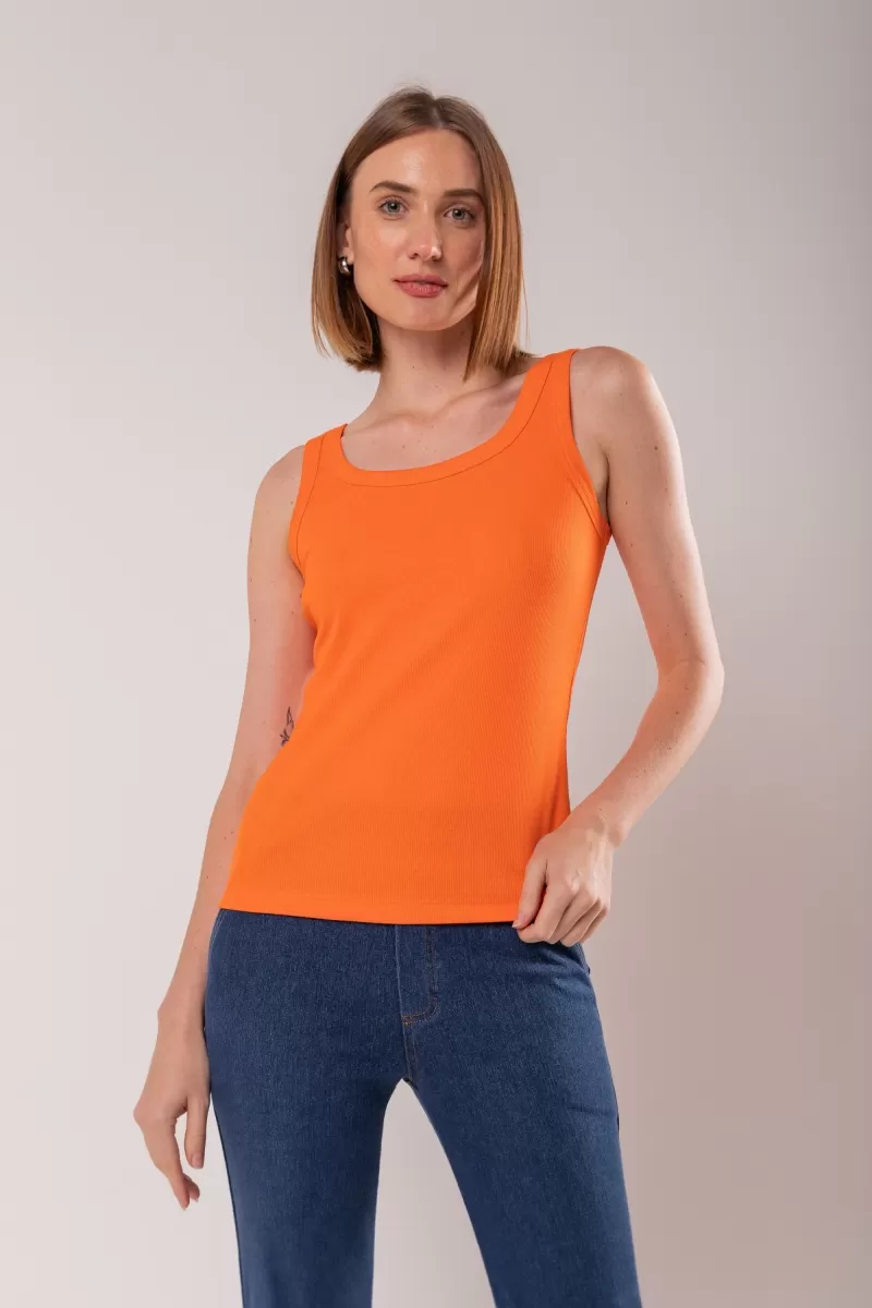 Hidrogênio - ORANGE ROUND NECK RIBBED VAT - 19760010 Hidrogênio - ORANGE ROUND NECK RIBBED VAT - 19760010