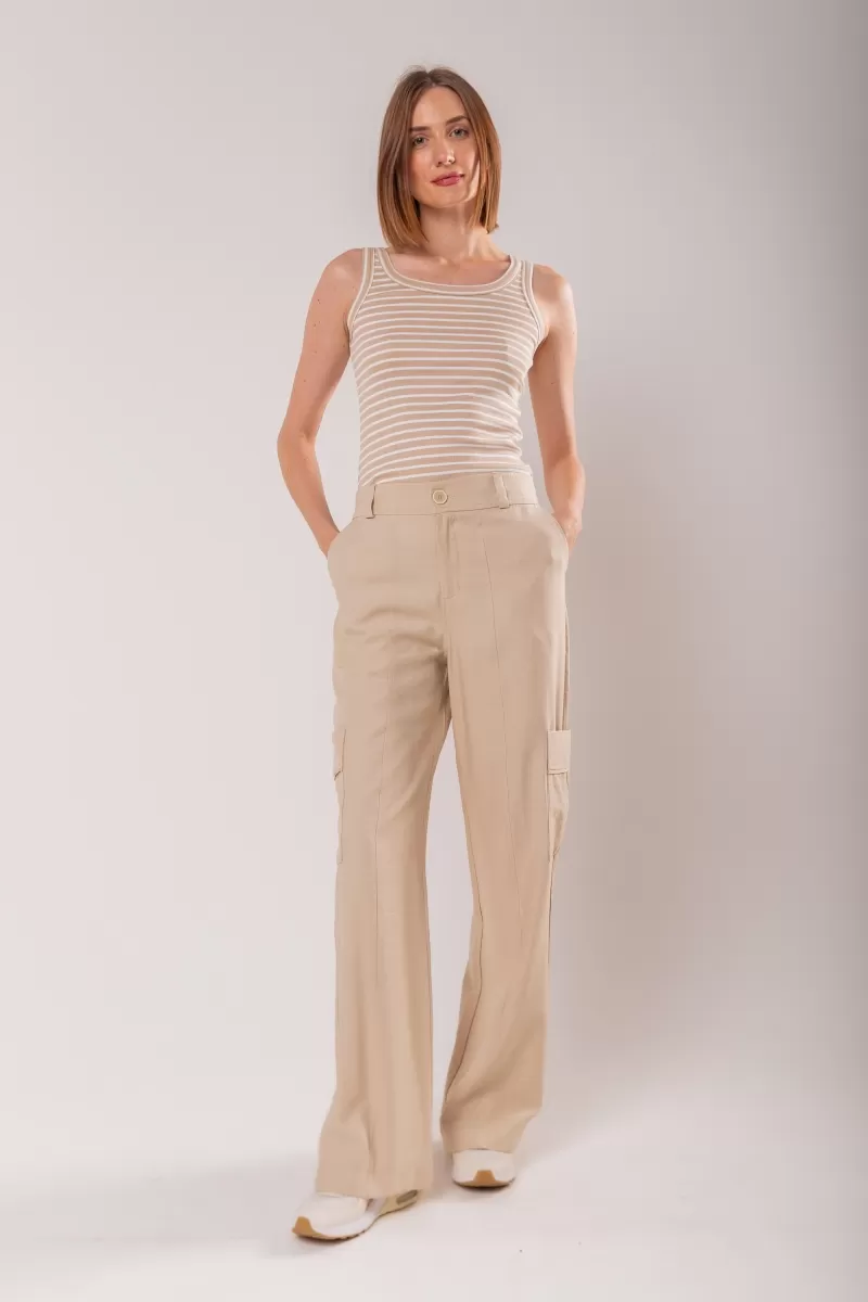 Hidrogênio - NAIR BEIGE STRAIGHT TROUSERS - 19793