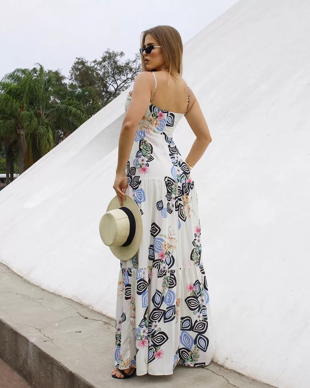 Miss Misses - Miss Misses Long Printed Dress With Strap Off White - 54126OFF Miss Misses - Miss Misses Long Printed Dress With Strap Off White - 54126OFF