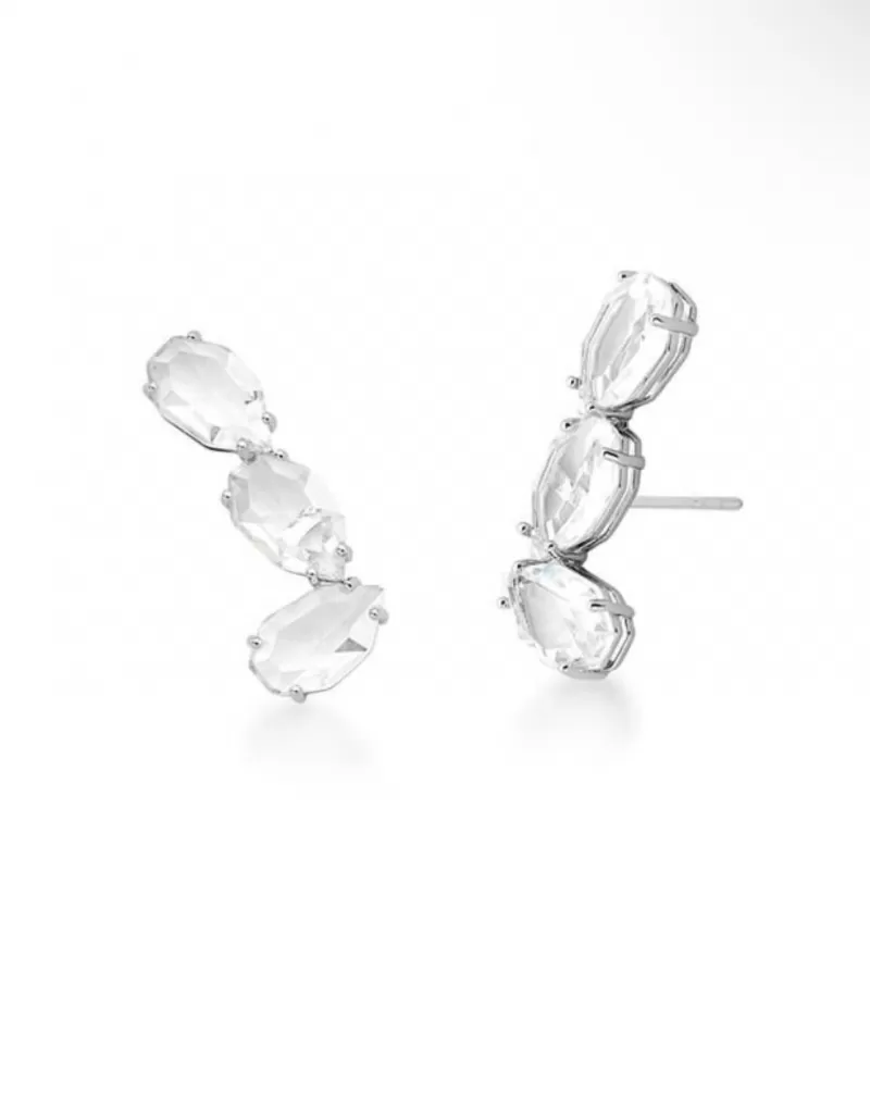 Mikabe - Earring Ear Cuff Transparent Crystals Rhodium White - MK1655 Mikabe - Earring Ear Cuff Transparent Crystals Rhodium White - MK1655