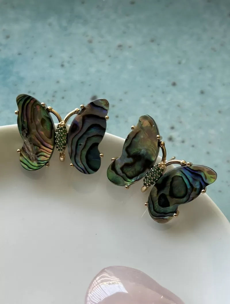 Mikabe - Abalone Butterfly Earring - MK1662