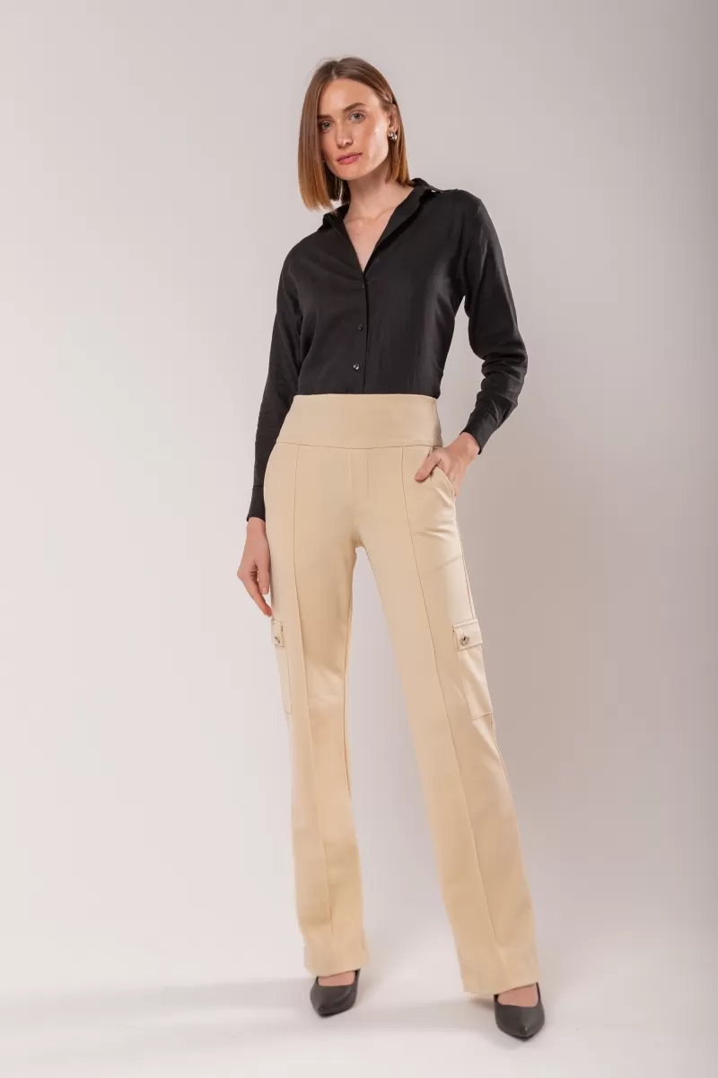 Hidrogênio - MARIA DAS GRAÇAS STRAIGHT TROUSERS CREAM - 19779016