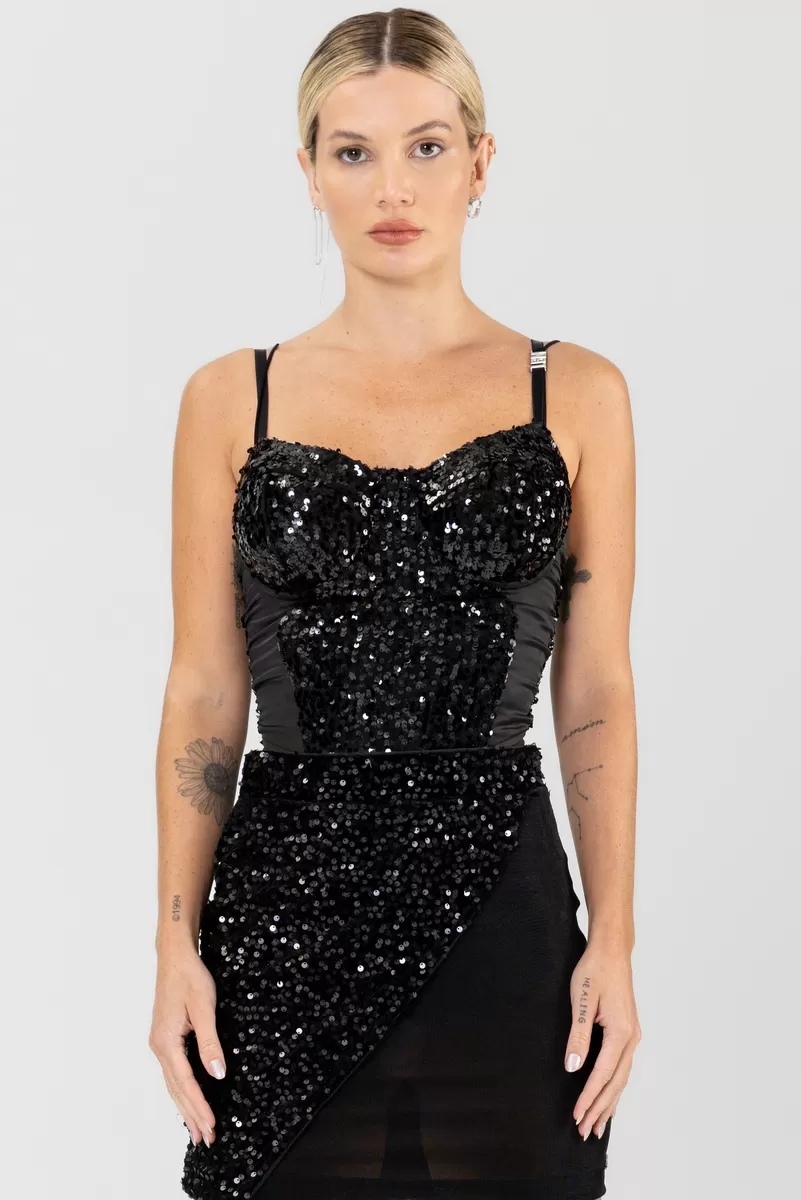 Labellamafia - Cropped Sequin Stimulus Black Labellamafia - 30199 Labellamafia - Cropped Sequin Stimulus Black Labellamafia - 30199