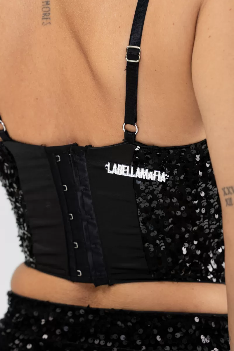 Labellamafia - Cropped Sequin Stimulus Black Labellamafia - 30199 Labellamafia - Cropped Sequin Stimulus Black Labellamafia - 30199