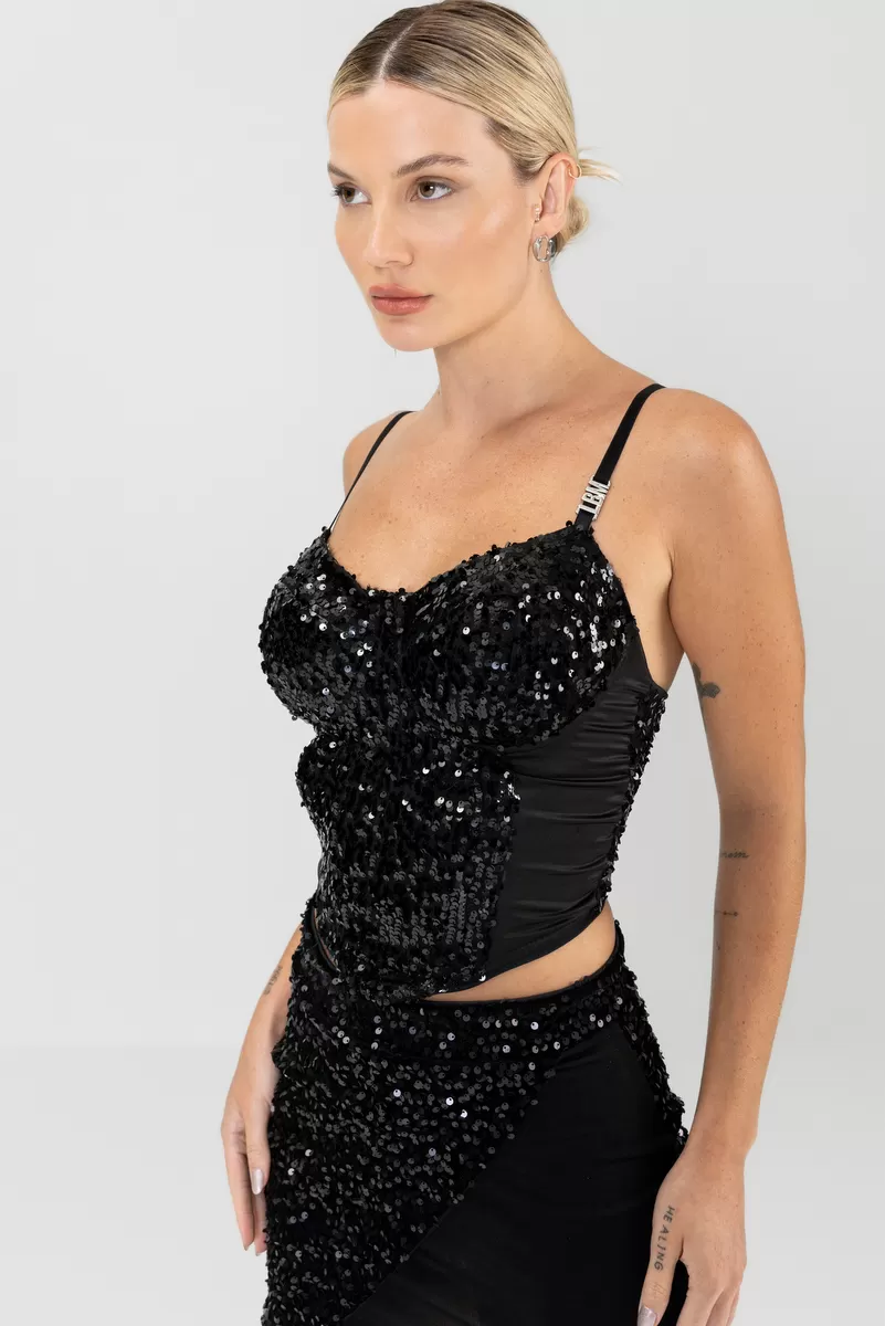 Labellamafia - Cropped Sequin Stimulus Black Labellamafia - 30199 Labellamafia - Cropped Sequin Stimulus Black Labellamafia - 30199