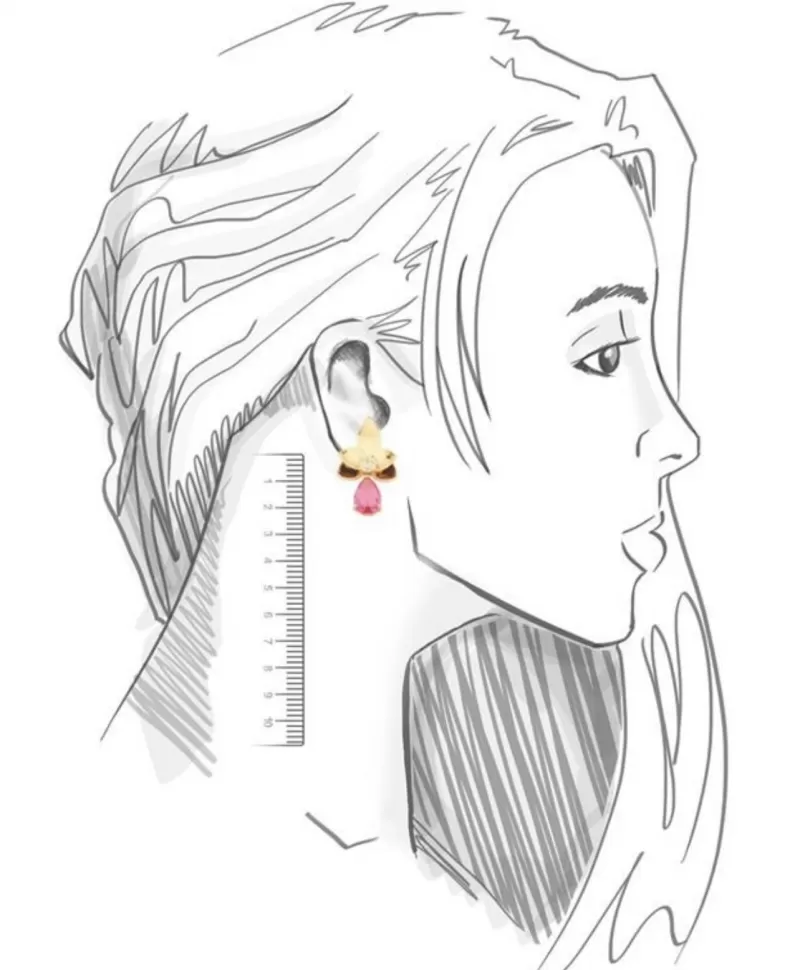 Mikabe - Pink Crystal Removable Drop Flower Earring - MK1668 Mikabe - Pink Crystal Removable Drop Flower Earring - MK1668