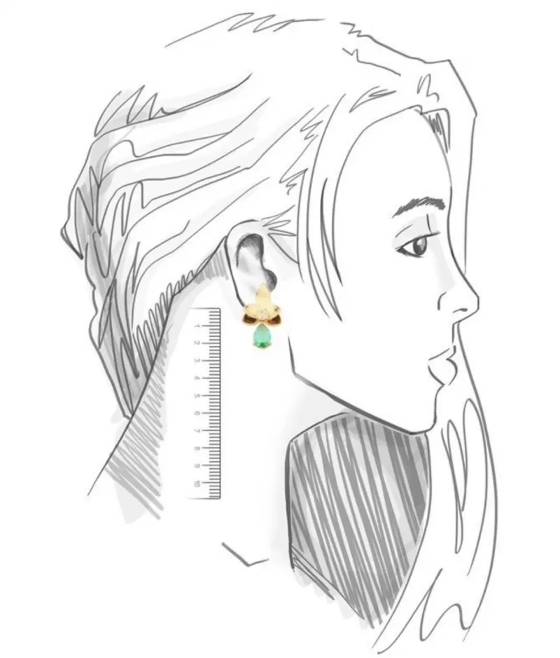 Mikabe - Green Crystal Removable Drop Flower Earring - MK1669 Mikabe - Green Crystal Removable Drop Flower Earring - MK1669