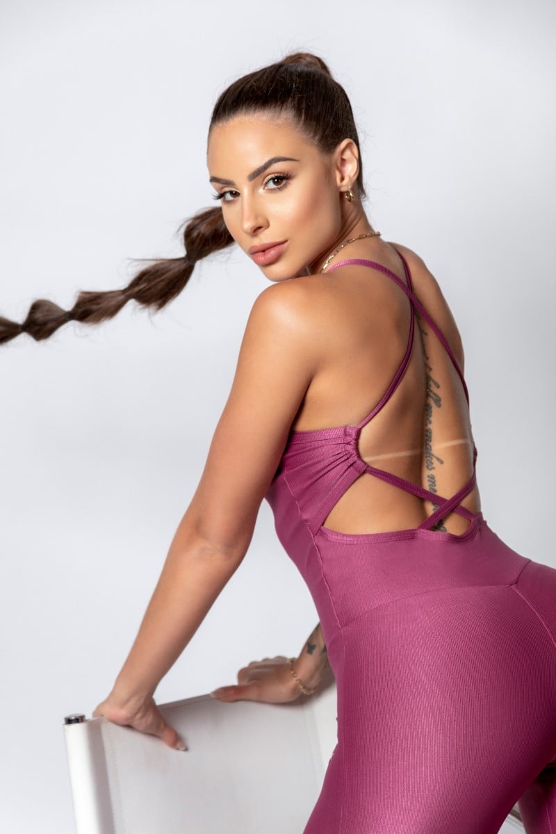 Hipkini - Jumpsuit Sporty Style Wine with Silk - 33330259