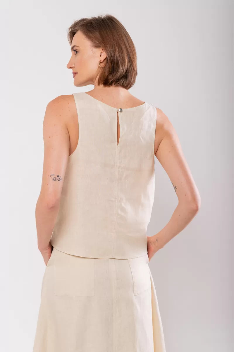 Hidrogênio - OVAL NECKLACE 100% CREAM LINEN TANK - 19869016 Hidrogênio - OVAL NECKLACE 100% CREAM LINEN TANK - 19869016