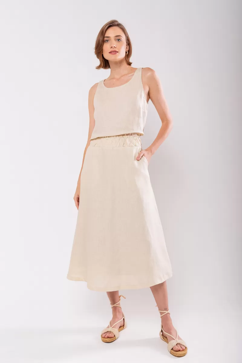 Hidrogênio - OVAL NECKLACE 100% CREAM LINEN TANK - 19869016 Hidrogênio - OVAL NECKLACE 100% CREAM LINEN TANK - 19869016