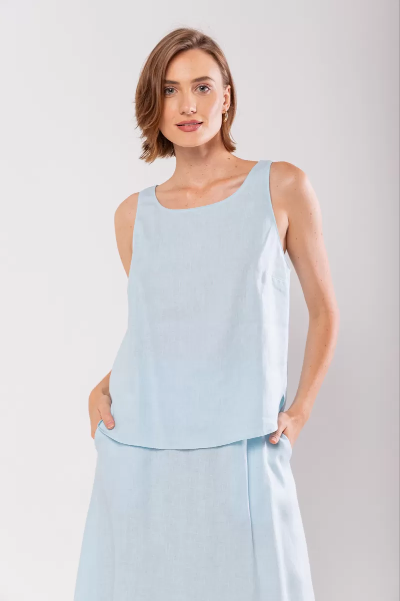 Hidrogênio - 100% LINEN SPUN SUGAR OVAL NECKLACE TANK - 19869526 Hidrogênio - 100% LINEN SPUN SUGAR OVAL NECKLACE TANK - 19869526