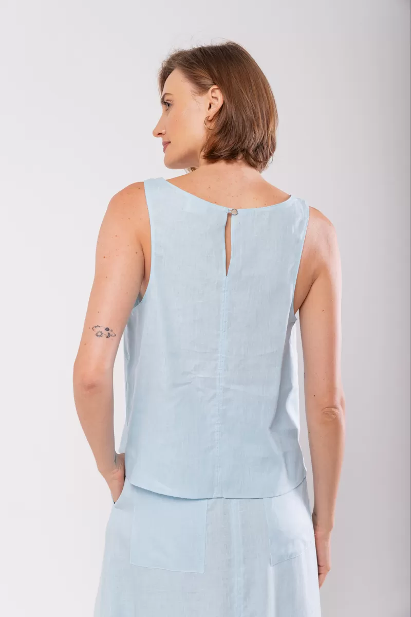 Hidrogênio - 100% LINEN SPUN SUGAR OVAL NECKLACE TANK - 19869526 Hidrogênio - 100% LINEN SPUN SUGAR OVAL NECKLACE TANK - 19869526