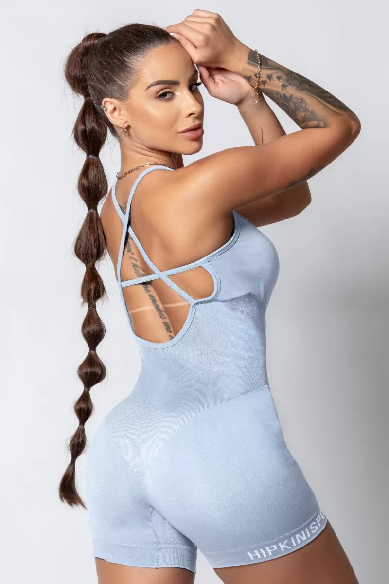 Hipkini - Sporty Style Seamless Romper Blue - 33330241 Hipkini - Sporty Style Seamless Romper Blue - 33330241