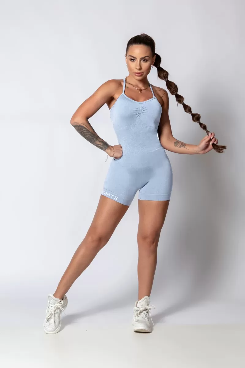 Hipkini - Sporty Style Seamless Romper Blue - 33330241 Hipkini - Sporty Style Seamless Romper Blue - 33330241