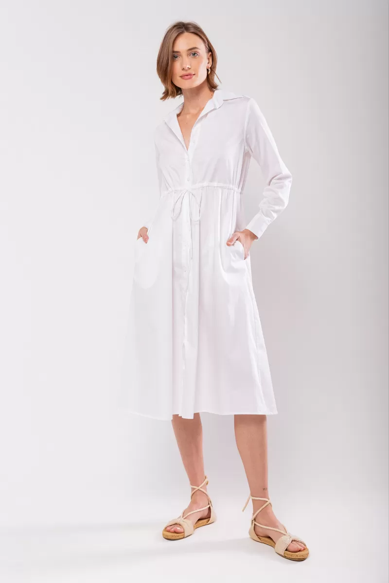 Hidrogênio - WHITE LONG SLEEVED CHEMISE DRESS - 19841 Hidrogênio - WHITE LONG SLEEVED CHEMISE DRESS - 19841