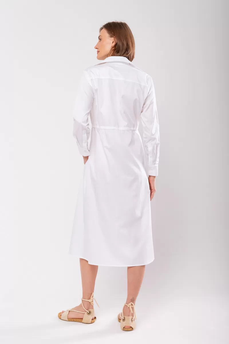 Hidrogênio - WHITE LONG SLEEVED CHEMISE DRESS - 19841 Hidrogênio - WHITE LONG SLEEVED CHEMISE DRESS - 19841