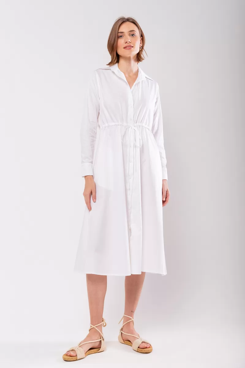 Hidrogênio - WHITE LONG SLEEVED CHEMISE DRESS - 19841 Hidrogênio - WHITE LONG SLEEVED CHEMISE DRESS - 19841