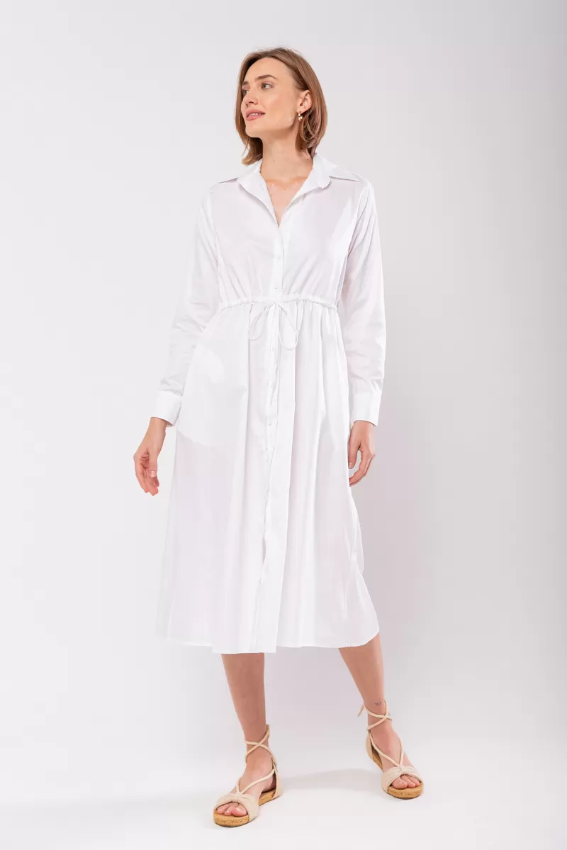 Hidrogênio - WHITE LONG SLEEVED CHEMISE DRESS - 19841 Hidrogênio - WHITE LONG SLEEVED CHEMISE DRESS - 19841