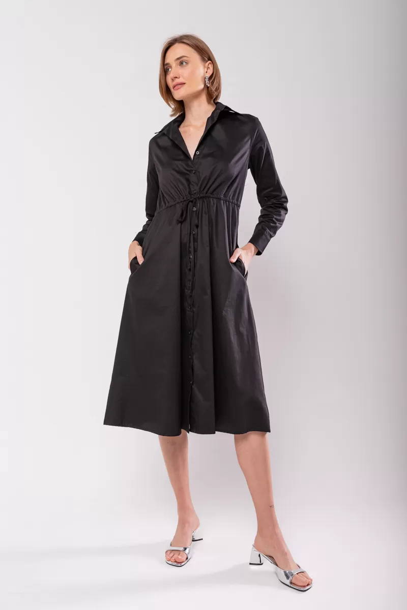Hidrogênio - BLACK LONG SLEEVES CHEMISE DRESS - 19841 Hidrogênio - BLACK LONG SLEEVES CHEMISE DRESS - 19841