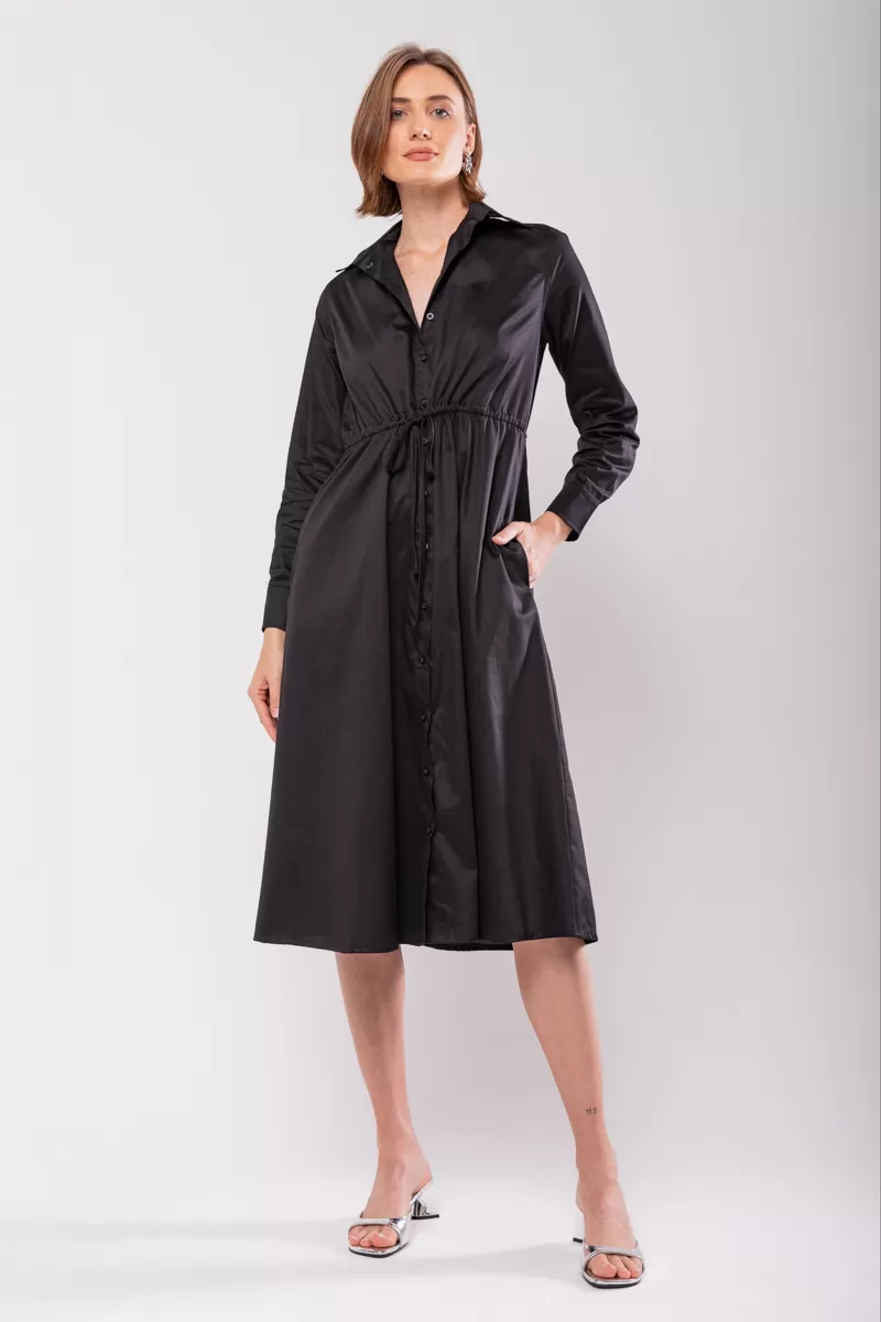 Hidrogênio - BLACK LONG SLEEVES CHEMISE DRESS - 19841 Hidrogênio - BLACK LONG SLEEVES CHEMISE DRESS - 19841