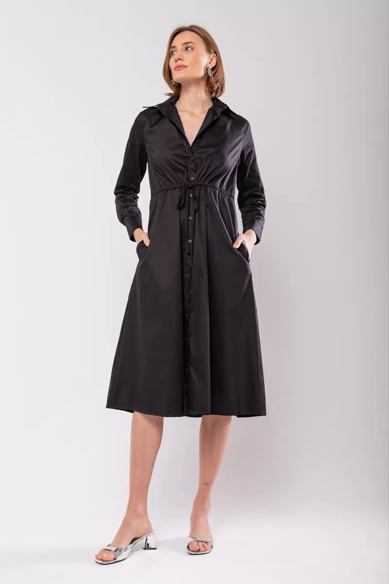 Hidrogênio - BLACK LONG SLEEVES CHEMISE DRESS - 19841 Hidrogênio - BLACK LONG SLEEVES CHEMISE DRESS - 19841