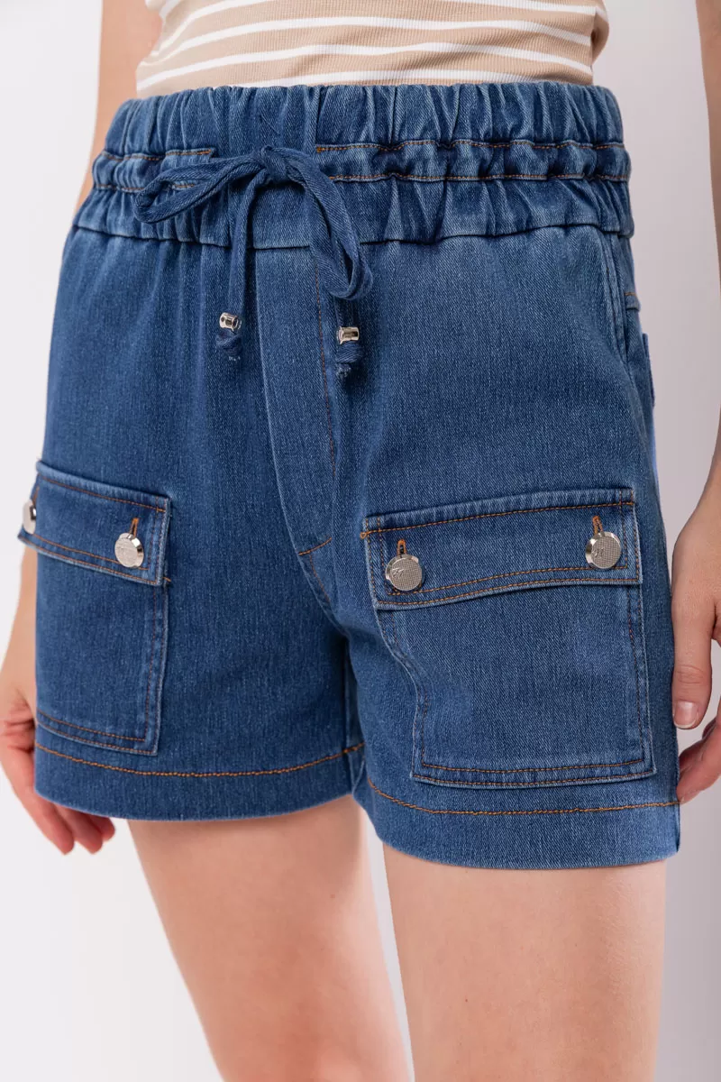 Hidrogênio - DENIM MESH BERMUDA WITH FRONT POCKETS - 19844042 Hidrogênio - DENIM MESH BERMUDA WITH FRONT POCKETS - 19844042