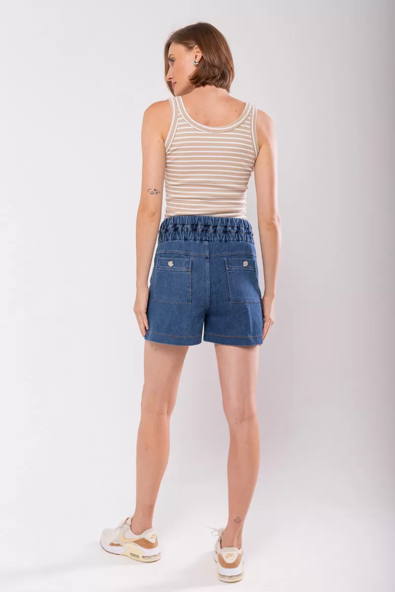 Hidrogênio - DENIM MESH BERMUDA WITH FRONT POCKETS - 19844042 Hidrogênio - DENIM MESH BERMUDA WITH FRONT POCKETS - 19844042