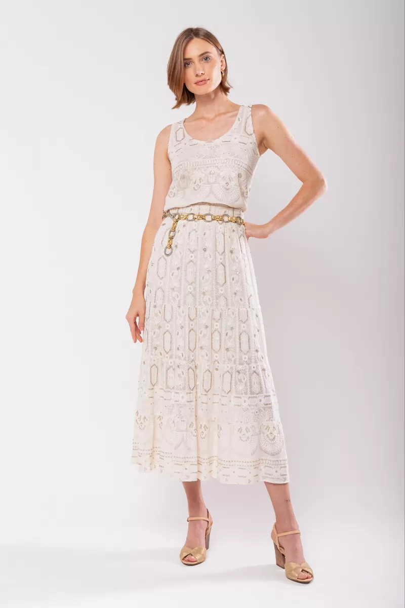 Hidrogênio - MIDI SKIRT 3 MARIAS EMBROIDERED OFF WHITE - 19858018 Hidrogênio - MIDI SKIRT 3 MARIAS EMBROIDERED OFF WHITE - 19858018
