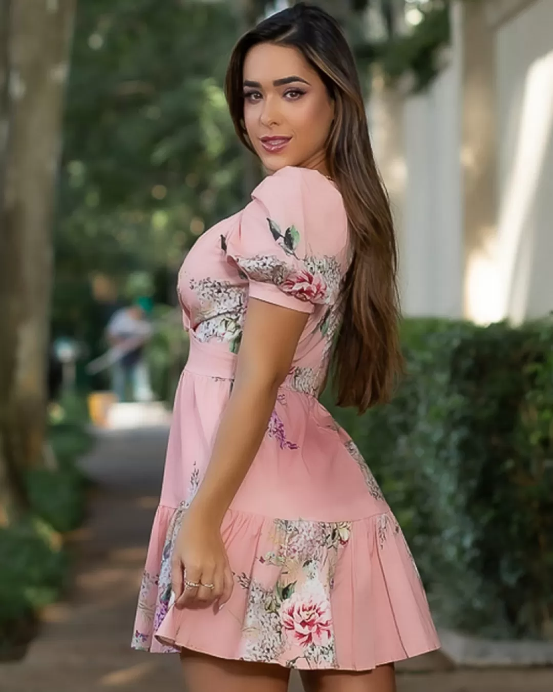 Miss Misses - Dress Miss Misses workout wheeldo with Salmon Floral Print - 18463ROSA
