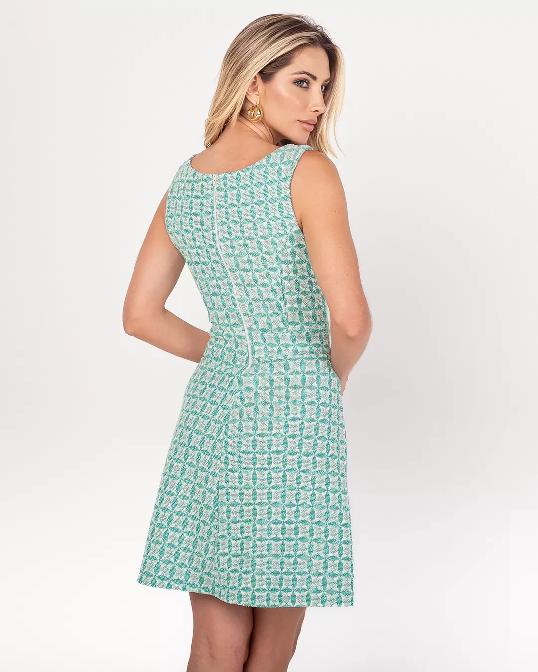 Miss Misses - Dress Miss Misses Evase With Green Zipper - D0025VERDE Miss Misses - Dress Miss Misses Evase With Green Zipper - D0025VERDE