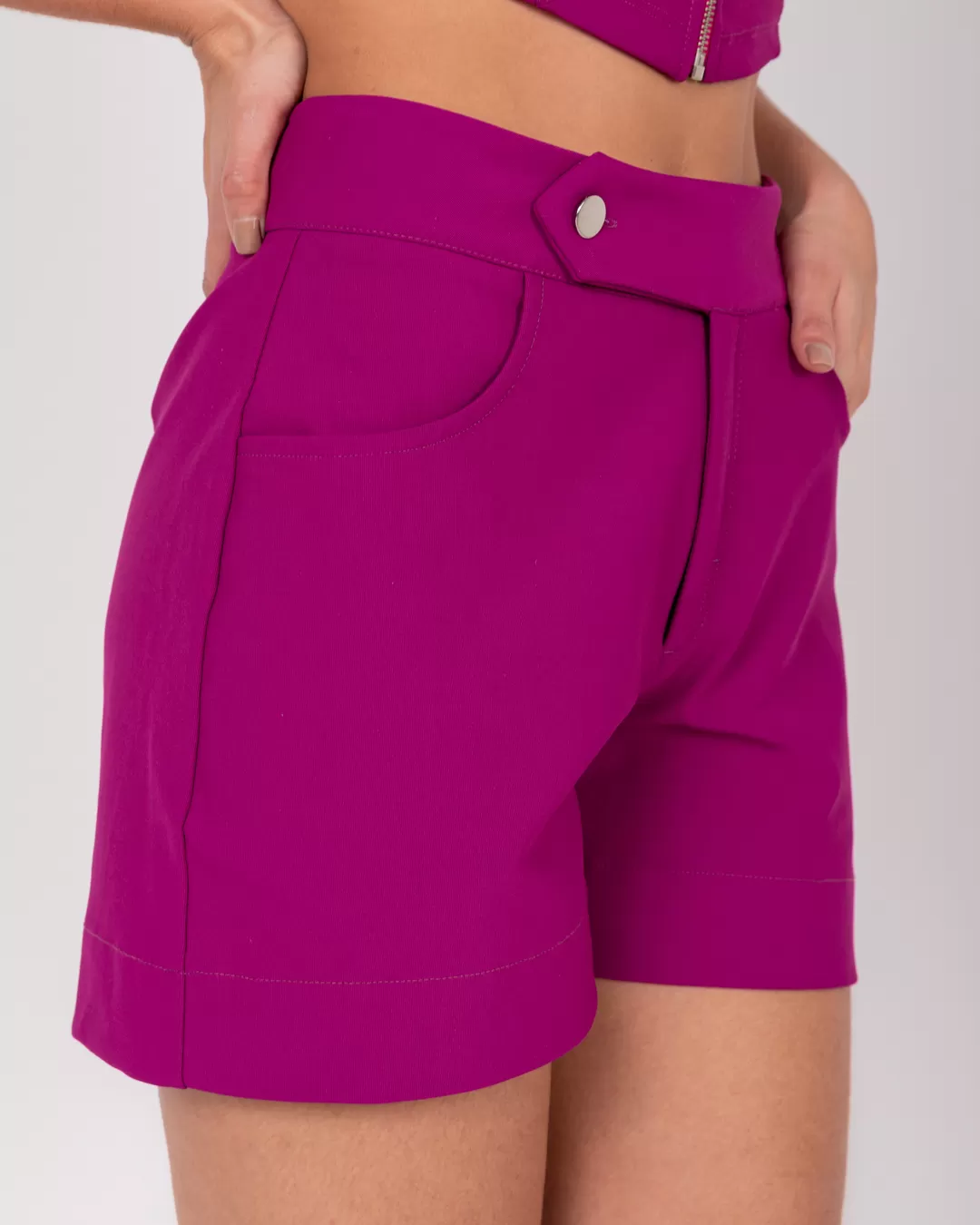 Miss Misses - Short Miss Misses With Pocket and Purple Button - 54048FUCSIA Miss Misses - Short Miss Misses With Pocket and Purple Button - 54048FUCSIA