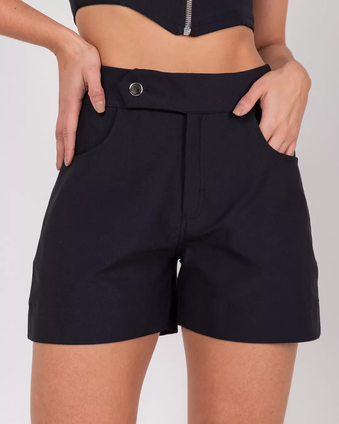 Miss Misses - Short Miss Misses With Pocket and Black Button - 54048PRETO Miss Misses - Short Miss Misses With Pocket and Black Button - 54048PRETO