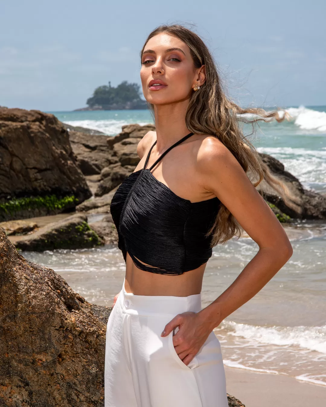 Dot Clothing - Cropped Dot Clothing Fringes Black - 2132PRETO Dot Clothing - Cropped Dot Clothing Fringes Black - 2132PRETO