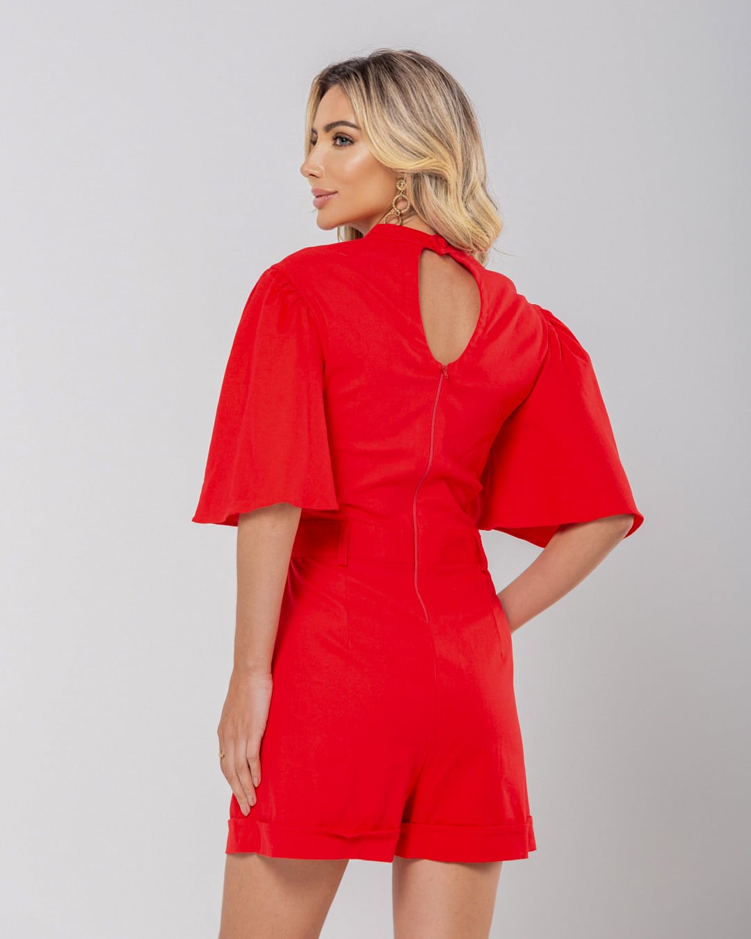 Miss Misses - Miss Misses Romper Sleeve Godê High Neck Red - 54120VERMELHO