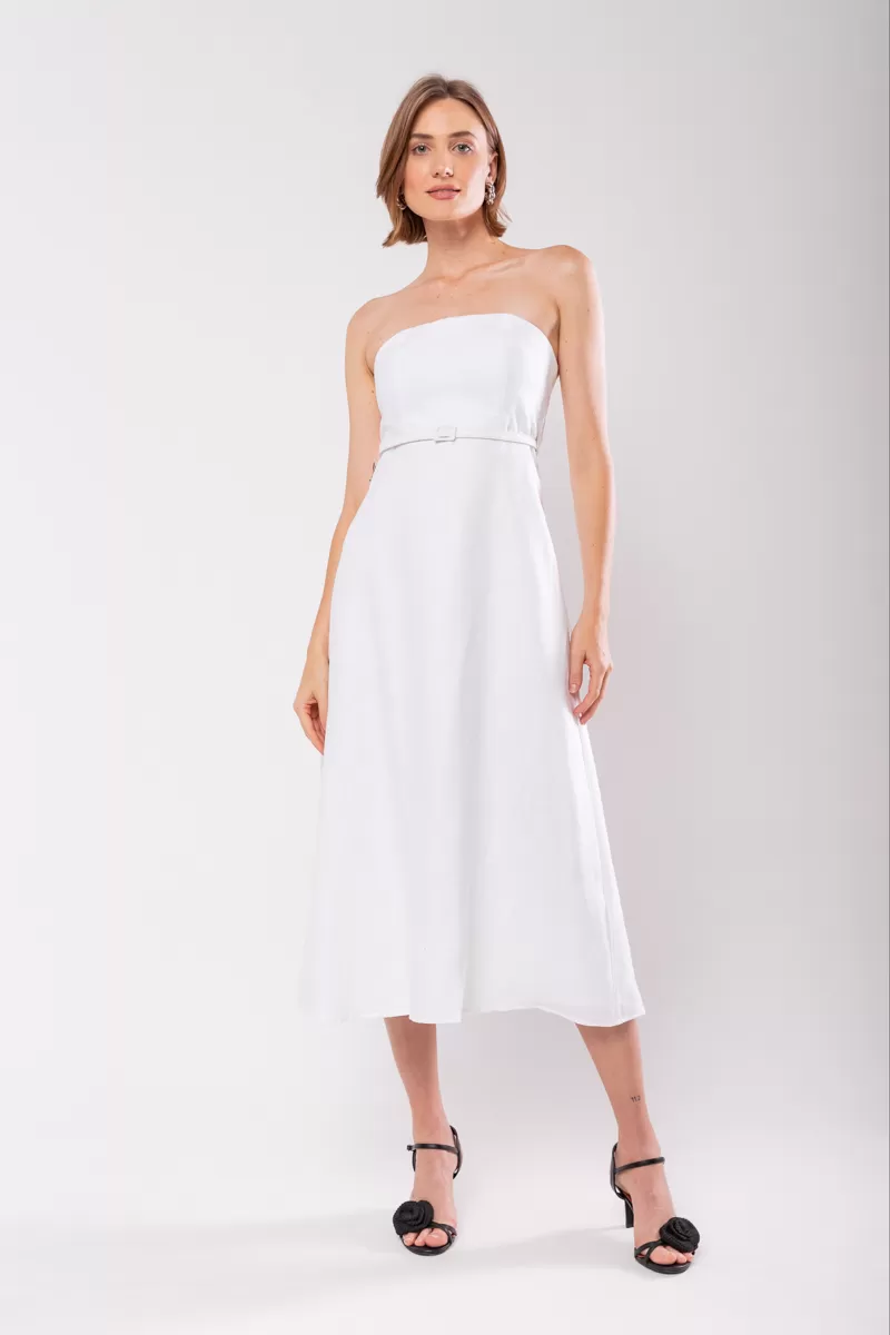 Hidrogênio - WHITE LINEN DRESS WITH REMOVABLE STRAPS - 19881002 Hidrogênio - WHITE LINEN DRESS WITH REMOVABLE STRAPS - 19881002