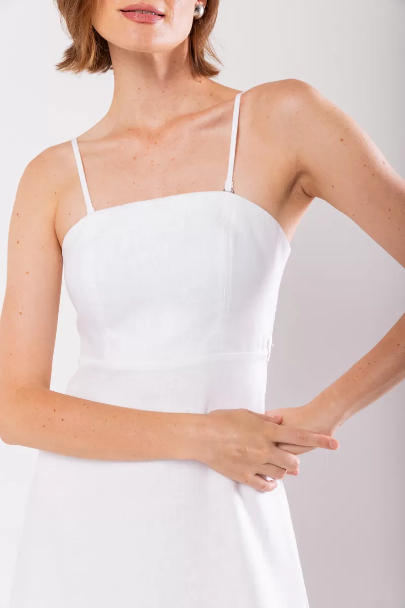 Hidrogênio - WHITE LINEN DRESS WITH REMOVABLE STRAPS - 19881002 Hidrogênio - WHITE LINEN DRESS WITH REMOVABLE STRAPS - 19881002