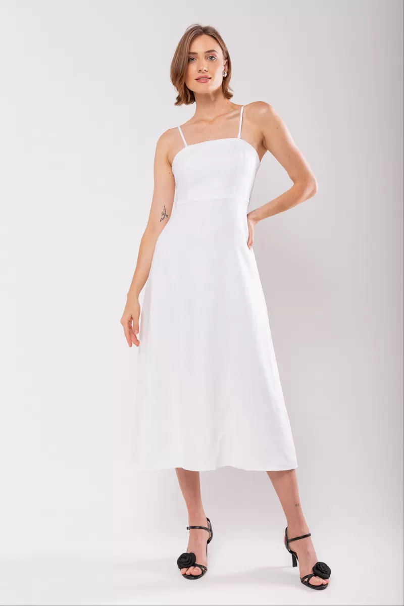 Hidrogênio - WHITE LINEN DRESS WITH REMOVABLE STRAPS - 19881002 Hidrogênio - WHITE LINEN DRESS WITH REMOVABLE STRAPS - 19881002
