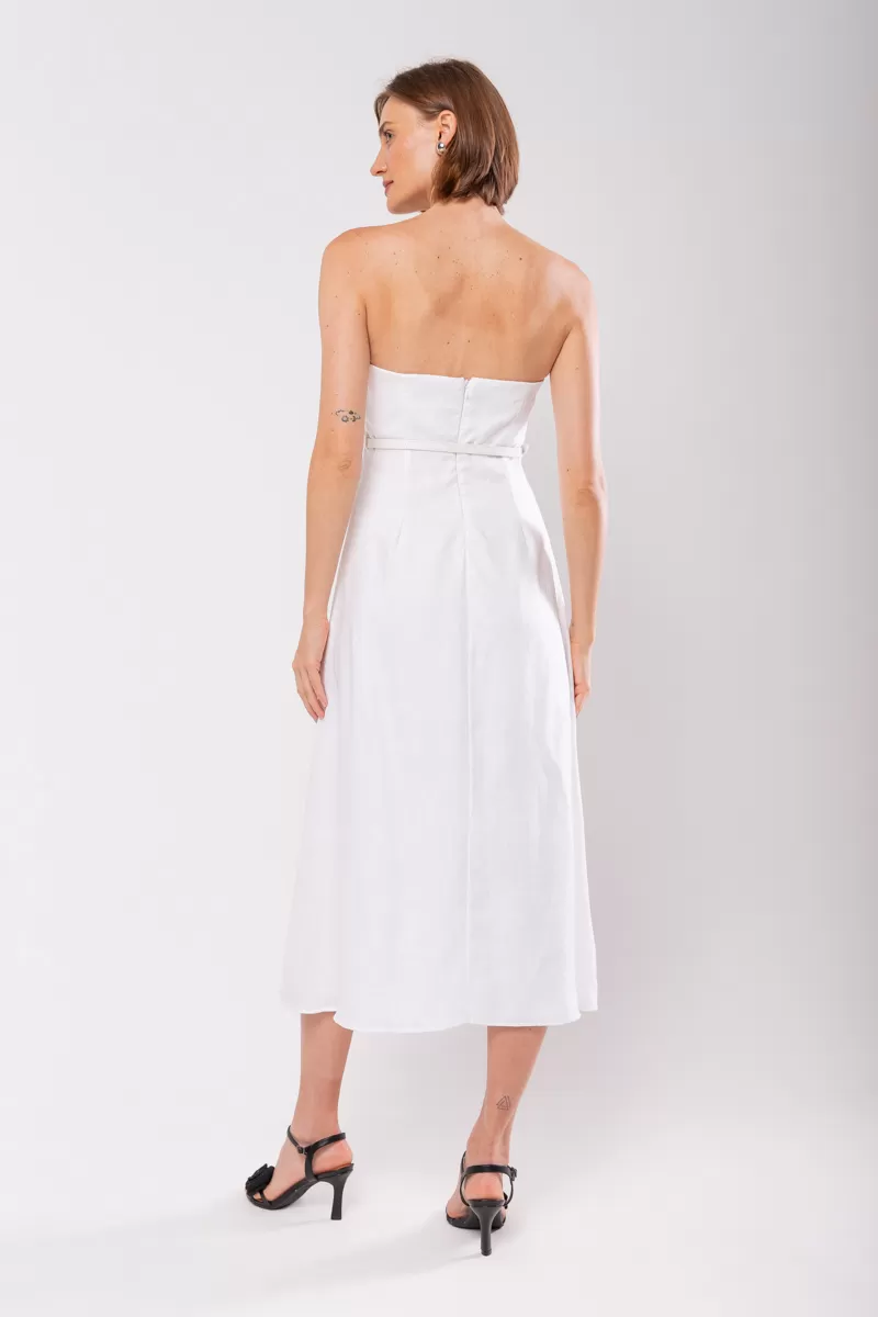 Hidrogênio - WHITE LINEN DRESS WITH REMOVABLE STRAPS - 19881002 Hidrogênio - WHITE LINEN DRESS WITH REMOVABLE STRAPS - 19881002