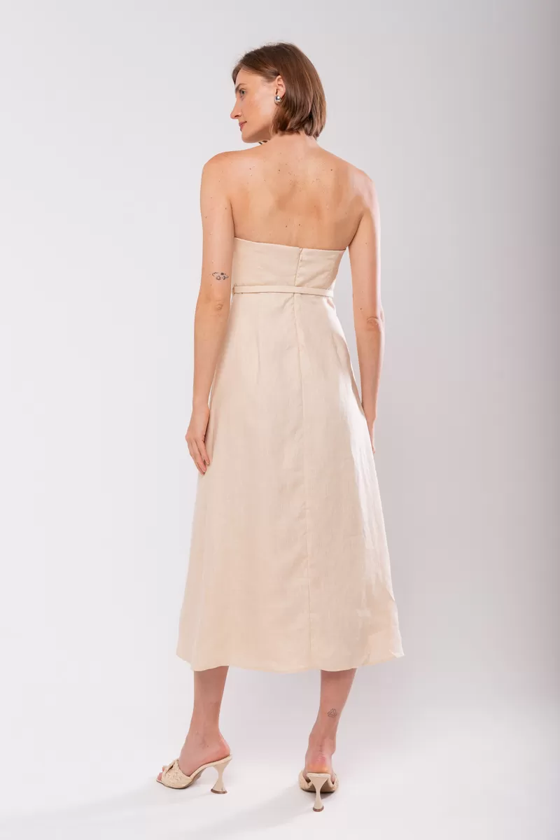 Hidrogênio - LINEN DRESS WITH REMOVABLE STRAPS PANACOTA - 19881523 Hidrogênio - LINEN DRESS WITH REMOVABLE STRAPS PANACOTA - 19881523