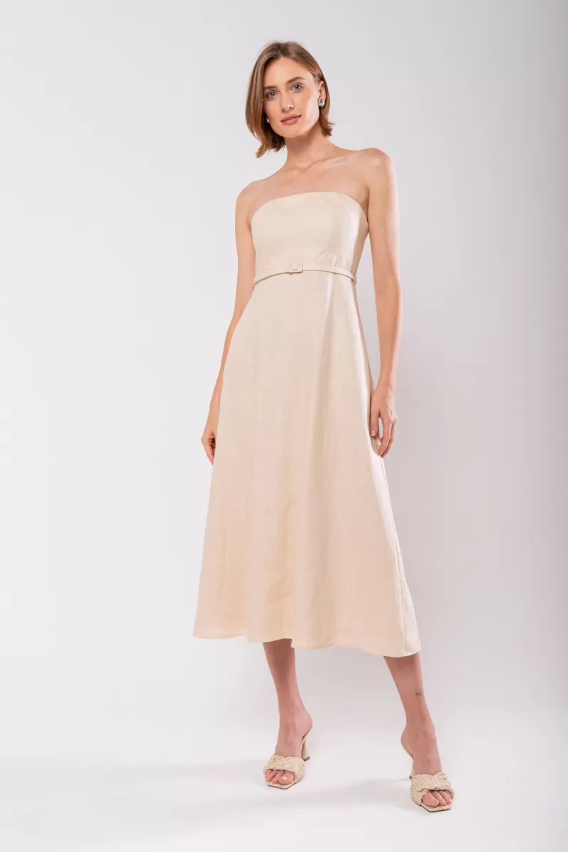 Hidrogênio - LINEN DRESS WITH REMOVABLE STRAPS PANACOTA - 19881523 Hidrogênio - LINEN DRESS WITH REMOVABLE STRAPS PANACOTA - 19881523